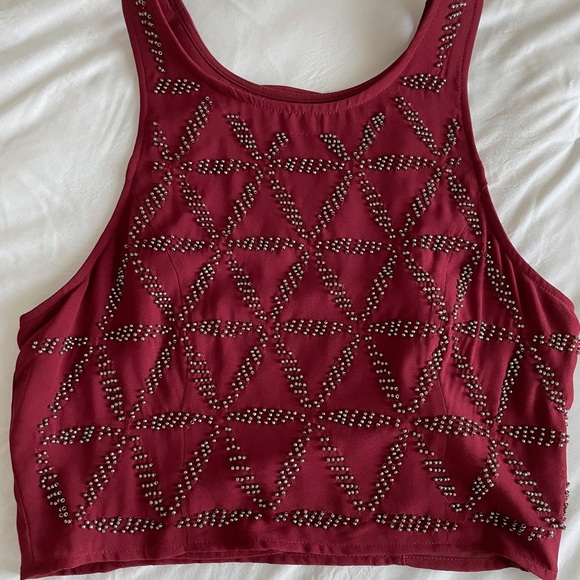 Hollister🍷 Burgundy cropped top // size: S // great condition - Picture 1 of 3